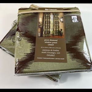 Pier 1 Imports Green Diamond Window Panels - Lined - 2 Panels - New In Package